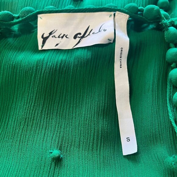 100% Silk Sheer Tunic Dress Cover Up Green Color Size SMALL Ladies Festival - Picture 4 of 6